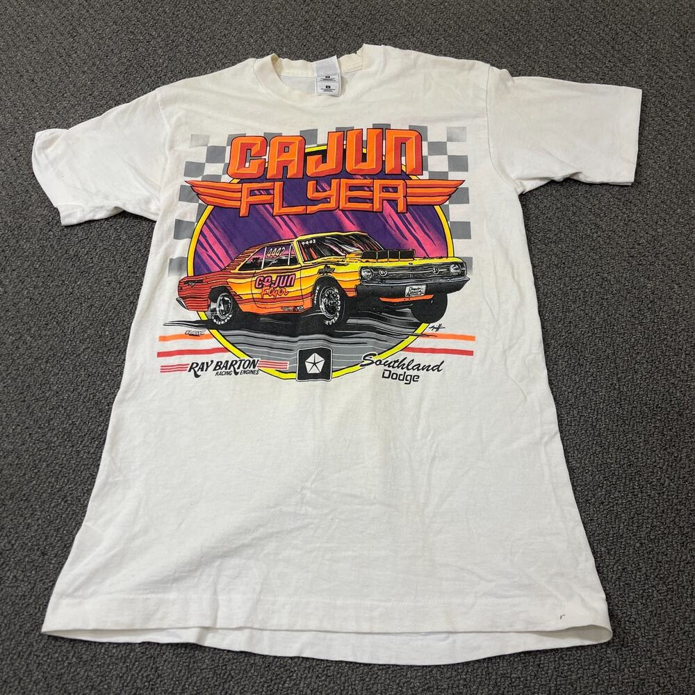 Vintage Fruit of the Loom Shirt Mens Size Medium M Racing Ray Barton Cajun Flyer